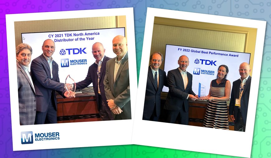 Mouser Electronics se voit décerner 3 prix de distribution de TDK pour les régions Monde, Europe et Amérique du Nord